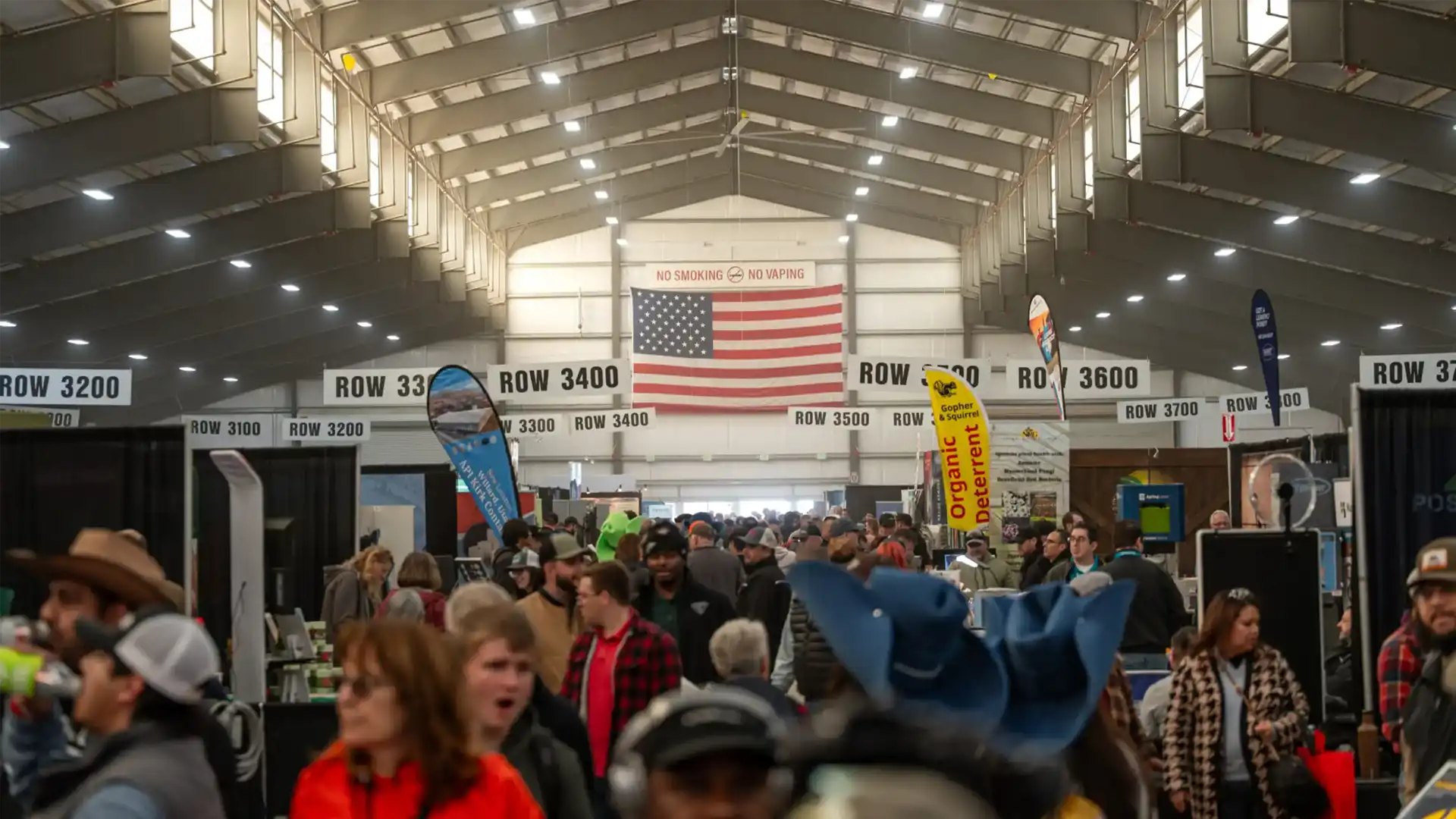 A vibrant and busy scene from the World Ag Expo, illustrating the scale of US trade shows and the strategic need for effective lead conversion beyond business card collection.